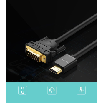 Kabel przewód przejściówka HDMI - DVI 4K 60Hz 30AWG 1m czarny