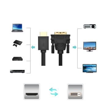 Kabel przewód przejściówka HDMI - DVI 4K 60Hz 30AWG 1m czarny