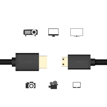 Kabel przewód przejściówka HDMI - mini HDMI 2.0v 4K 60Hz 30AWG 1.5m czarny
