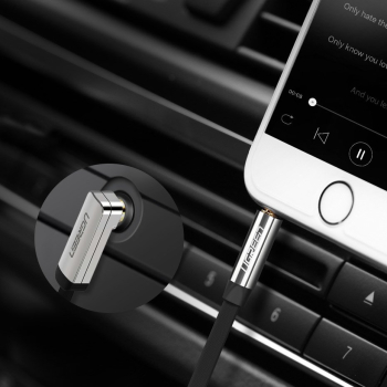 Płaski kabel przewód audio AUX 3.5mm mini jack 2m srebrny