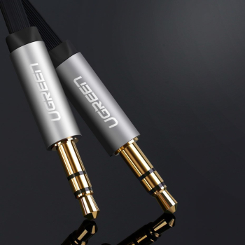 Płaski kabel przewód audio AUX 3.5mm mini jack 2m srebrny