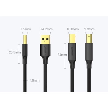 Kabel przewód do drukarki USB 2.0 - USB-B 1.5m czarny
