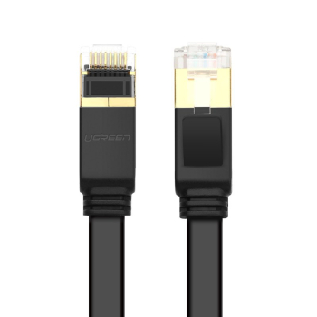 Płaski patchcord kabel przewód sieciowy LAN STP RJ45 Cat 7 10Gbps 3m czarny