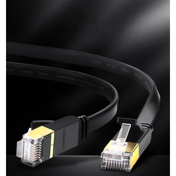 Płaski patchcord kabel przewód sieciowy LAN STP RJ45 Cat 7 10Gbps 3m czarny