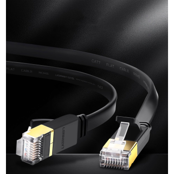 Płaski patchcord kabel przewód sieciowy LAN STP RJ45 Cat 7 10Gbps 10m czarny