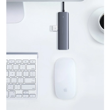 HUB Rozdzielacz USB-C - 4x USB 3.2 z portem zasilania USB-C szary