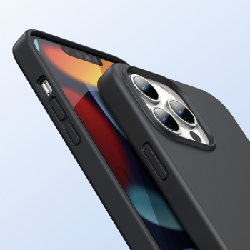 Gumowe elastyczne silikonowe etui pokrowiec iPhone 13 Pro Max czarny