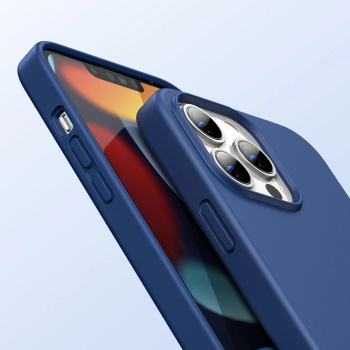 Gumowe elastyczne silikonowe etui pokrowiec iPhone 13 Pro Max niebieski