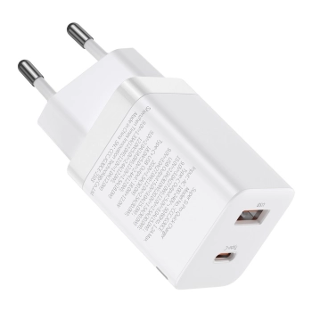 Szybka ładowarka sieciowa USB USB-C 30W PD QC Super Si Pro biały
