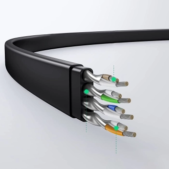 Płaski kabel sieciowy patchcord LAN RJ45 Ethernet Cat. 6 3m czarny