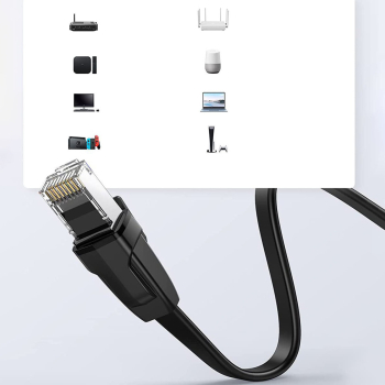 Płaski kabel sieciowy patchcord LAN RJ45 Ethernet Cat. 6 12m czarny
