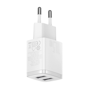 Mała ładowarka sieciowa Compact 2x USB 10.5W biały