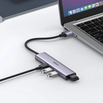 Rozdzielacz portów HUB USB - 4x USB 3.0 szary