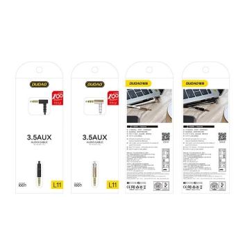 Kątowy kabel przewód audio AUX mini jack 3.5mm 1m czarny