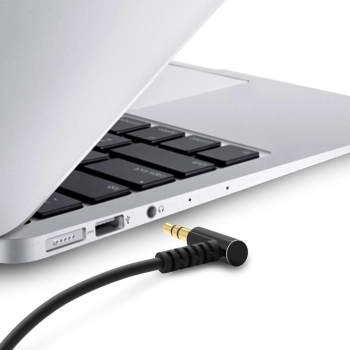 Kątowy kabel przewód audio AUX mini jack 3.5mm 1m czarny