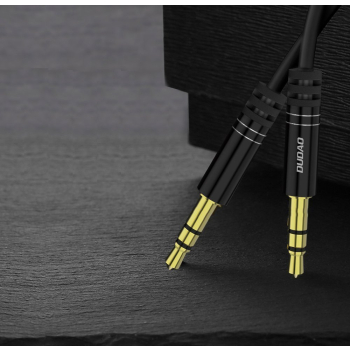 Rozciągliwy kabel przewód audio AUX mini jack 3.5mm sprężynka 150cm czarny