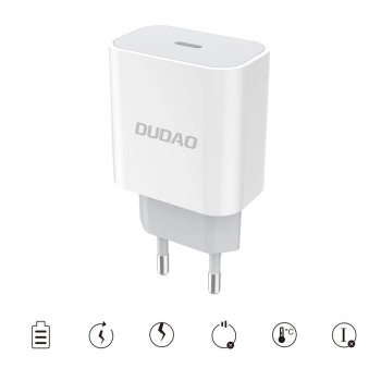 Szybka ładowarka sieciowa EU USB-C PD + przewód Lightning do iPhone 1m biały
