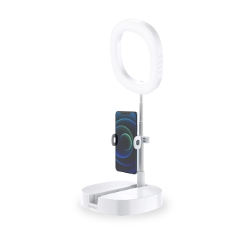 Zestaw statyw + lampa LED Ring Flash do nagrywania filmów YouTube TikTok biały