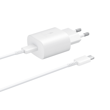 2w1 Ładowarka sieciowa 25W + kabel przewód USB-C 1m biały