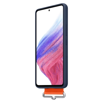 Etui pokrowiec z paskiem do Galaxy A53 5G Strap Silicone Cover granatowy