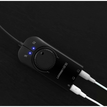 Zewnętrzna karta dzwiękowa adapter USB - 3.5 mm mini jack z regulacją głośności 15cm czarny