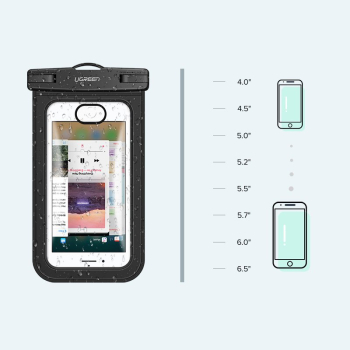 Wodoodporne etui torebka na telefon ze smyczą IPX8 do 30m czarny