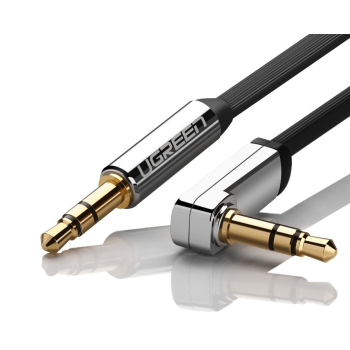 Kabel przewód płaski kątowy audio AUX 3.5mm minijack 0.5m czarny