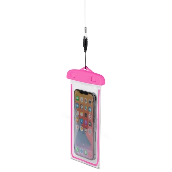 Etui wodoszczelne na telefon PVC ze smyczą Outdoor - różowe