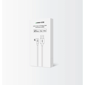 Kątowy kabel przewód do iPhone USB - Lightning MFI 2.4A 1m czarny