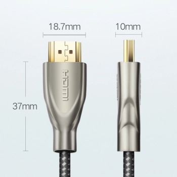 Wytrzymały kabel przewód HDMI 2.0 4K 60Hz w oplocie 1m szary