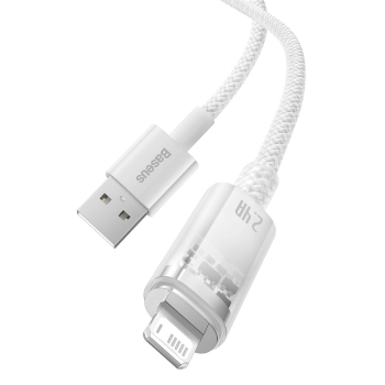 Kabel przewód w oplocie do iPhone Explorer Series USB - Lightning 2.4A 2m biały