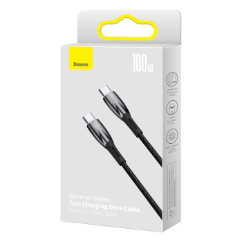 Wytrzymały elastyczny kabel do szybkiego ładowania USB-C 100W 1m czarny