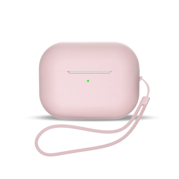 Silikonowe etui do słuchawek AirPods 3 + pasek smycz na nadgarstek różowe