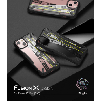 Etui pancerny pokrowiec z ramką iPhone 13 mini Fusion X Design Ticket band czarny