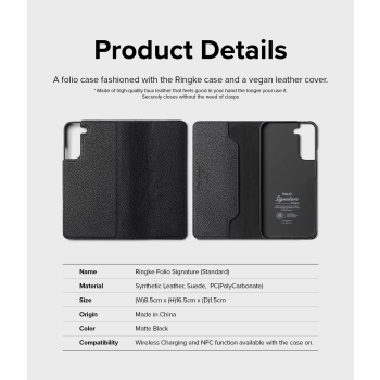 Skórzane etui pokrowiec z klapką do Galaxy S22+ Folio Signature czarny