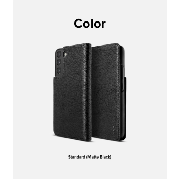 Skórzane etui pokrowiec z klapką do Galaxy S22+ Folio Signature czarny