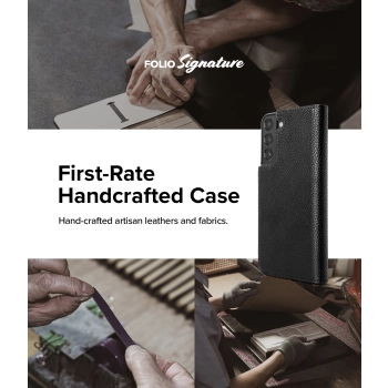 Skórzane etui pokrowiec z klapką do Galaxy S22+ Folio Signature czarny
