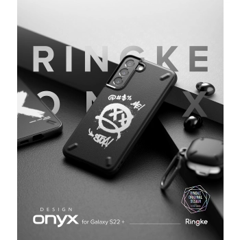 Wytrzymałe etui pokrowiec Galaxy S22+ Onyx Design Graffiti czarny
