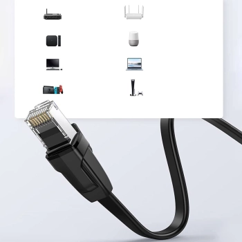 Płaski kabel sieciowy patchcord RJ45 LAN Ethernet Cat. 6 2m czarny
