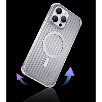 Magnetyczne etui iPhone 14 Pro MagSafe PQY Go Out Series srebrne