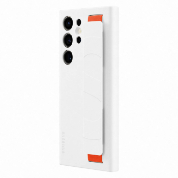 Etui silikonowy pokrowiec z paskiem Samsung Galaxy S23 Ultra Silicone Grip Cover białe