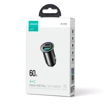 Mini ładowarka samochodowa 60W USB-A QC3.0 USB-C PD czarna