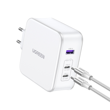Ładowarka sieciowa GaN Nexode USB-A 2x USB-C 140W + kabel USB-C 1.5m biała