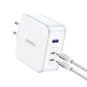 Ładowarka sieciowa GaN Nexode USB-A 2x USB-C 140W + kabel USB-C 1.5m biała