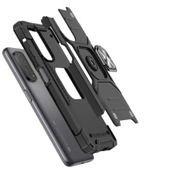 Pancerne etui pokrowiec + magnetyczny uchwyt Samsung Galaxy A03s Ring Armor czarny