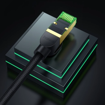 Szybki kabel sieciowy LAN RJ45 cat.8 40Gbps plecionka 1m czarny