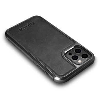 Etui pokryte naturalną skórą do iPhone 12 Pro Max Leather Oil Wax czarny