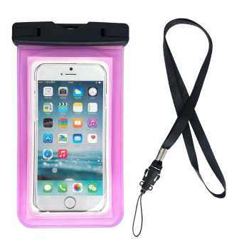 Wodoodporne etui torebka na telefon 6.7'' ze smyczą różowy