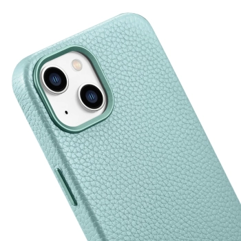 Skórzane etui iPhone 14 magnetyczne z MagSafe Litchi Premium Leather Case zielony