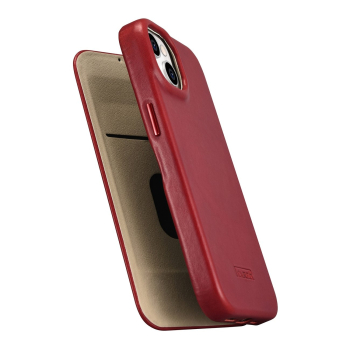 Skórzane etui iPhone 14 z klapką magnetyczne MagSafe CE Oil Wax Premium Leather bordowy